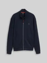 TOM TAILOR Herren Sweatjacke mit Logo-Badge, blau, Uni – Bild 3