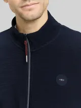 TOM TAILOR Herren Sweatjacke mit Logo-Badge, blau, Uni – Bild 6