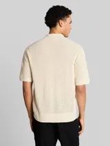 TOM TAILOR DENIM Herren Strickhemd mit Resort Kragen und Knopfleiste, weiß, Uni – Bild 5