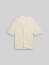 TOM TAILOR DENIM Herren Strickhemd mit Resort Kragen und Knopfleiste, weiß, Uni – Bild 3