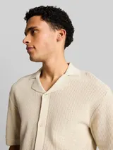 TOM TAILOR DENIM Herren Strickhemd mit Resort Kragen und Knopfleiste, weiß, Uni – Bild 6