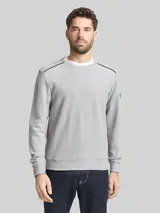 TOM TAILOR Herren Sweatshirt mit Logo-Badge, weiß, Meliert – Bild 4