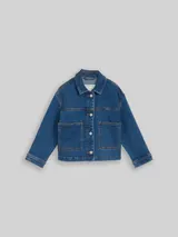 TOM TAILOR Mädchen Jeansjacke mit Stretch, blau, Uni – Bild 3