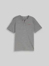 TOM TAILOR Herren Henley T-Shirt mit feinem Streifenmuster, weiß, Gestreift – Bild 3