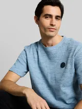 TOM TAILOR Herren T-Shirt mit Waffelstruktur, blau, Meliert – Bild 6