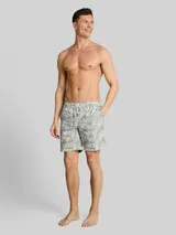 TOM TAILOR DENIM Herren Badeshorts mit Muster, grün, Palmenprint – Bild 4