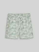 TOM TAILOR DENIM Herren Badeshorts mit Muster, grün, Palmenprint – Bild 3