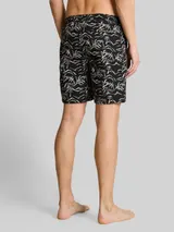 TOM TAILOR DENIM Herren Badeshorts mit Muster, schwarz, Palmenprint – Bild 5