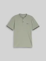 TOM TAILOR Herren Poloshirt mit Stehkragen, grün, Uni – Bild 3