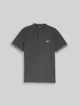 TOM TAILOR Herren Poloshirt mit Stehkragen, schwarz, Uni – Bild 3