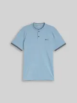 TOM TAILOR Herren Poloshirt mit Stehkragen, blau, Uni – Bild 3
