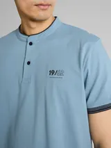 TOM TAILOR Herren Poloshirt mit Stehkragen, blau, Uni – Bild 6
