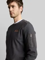 TOM TAILOR Herren Sweatshirt mit Reißverschlusstasche, schwarz, Uni – Bild 6