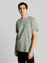 TOM TAILOR Herren T-Shirt in Melange-Optik mit Print, grün, Meliert – Bild 4