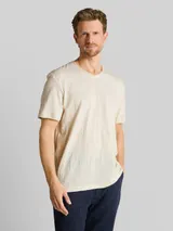 TOM TAILOR Herren T-Shirt mit V-Ausschnitt, braun, Meliert – Bild 4