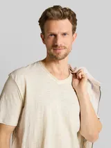 TOM TAILOR Herren T-Shirt mit V-Ausschnitt, braun, Meliert – Bild 6