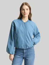 TOM TAILOR DENIM Damen Bomberjacke aus wasserabweisendem Material, blau, Uni – Bild 4
