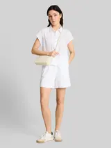 TOM TAILOR DENIM Damen Shorts mit Lochstickerei, weiß, Uni – Bild 4