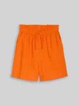 TOM TAILOR DENIM Damen Loose Fit Shorts mit Leinenanteil, orange, Uni – Bild 3