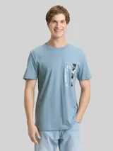 TOM TAILOR DENIM Herren T-Shirt mit Fotoprint, blau, Uni – Bild 4