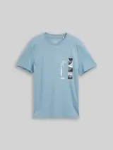 TOM TAILOR DENIM Herren T-Shirt mit Fotoprint, blau, Uni – Bild 3