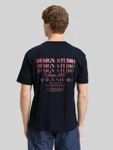 TOM TAILOR DENIM Herren Relaxed Fit T-Shirt mit Rückenprint, blau, Uni – Bild 5