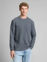 TOM TAILOR DENIM Herren Langarmshirt aus Baumwolle, grau, Uni – Bild 4