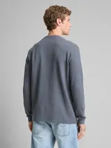 TOM TAILOR DENIM Herren Langarmshirt aus Baumwolle, grau, Uni – Bild 5