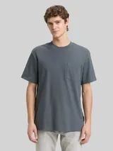 TOM TAILOR DENIM Herren Relaxed Fit T-Shirt mit Brusttasche, grau, Uni – Bild 4