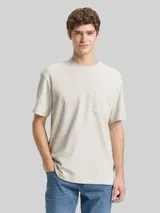TOM TAILOR DENIM Herren Relaxed Fit T-Shirt mit Brusttasche, weiß, Uni – Bild 4