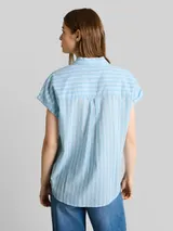 TOM TAILOR DENIM Damen Bluse mit Streifenmuster, blau, Gestreift – Bild 5
