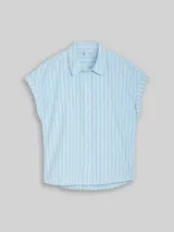TOM TAILOR DENIM Damen Bluse mit Streifenmuster, blau, Gestreift – Bild 3