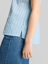 TOM TAILOR DENIM Damen Bluse mit Streifenmuster, blau, Gestreift – Bild 6