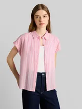 TOM TAILOR DENIM Damen Bluse mit Streifenmuster, rosa, Gestreift – Bild 4