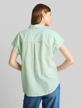 TOM TAILOR DENIM Damen Bluse mit Streifenmuster, grün, Gestreift – Bild 5
