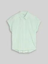 TOM TAILOR DENIM Damen Bluse mit Streifenmuster, grün, Gestreift – Bild 3