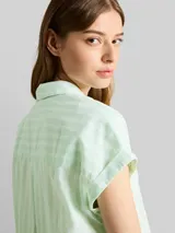 TOM TAILOR DENIM Damen Bluse mit Streifenmuster, grün, Gestreift – Bild 6