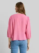 TOM TAILOR DENIM Damen Crinkle Bluse mit Knopfleiste, rosa, Uni – Bild 5