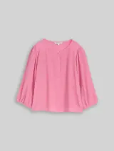 TOM TAILOR DENIM Damen Crinkle Bluse mit Knopfleiste, rosa, Uni – Bild 3