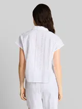TOM TAILOR DENIM Damen Bluse mit Lochstickerei, weiß, Uni – Bild 5