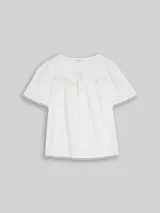 TOM TAILOR DENIM Damen Bluse mit Häkel-Details, weiß, Uni – Bild 3