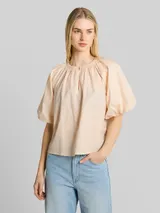 TOM TAILOR DENIM Damen Bluse mit Streifenmuster, orange, Gestreift – Bild 4