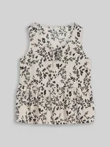 TOM TAILOR DENIM Damen Blusentop mit Leinenanteil, beige, Geblümt – Bild 3