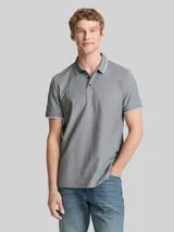 TOM TAILOR DENIM Herren Piqué Poloshirt aus Baumwolle, schwarz, Meliert – Bild 4