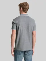 TOM TAILOR DENIM Herren Piqué Poloshirt aus Baumwolle, schwarz, Meliert – Bild 5