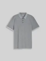 TOM TAILOR DENIM Herren Piqué Poloshirt aus Baumwolle, schwarz, Meliert – Bild 3