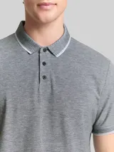 TOM TAILOR DENIM Herren Piqué Poloshirt aus Baumwolle, schwarz, Meliert – Bild 6