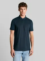 TOM TAILOR DENIM Herren Piqué Poloshirt aus Baumwolle, blau, Meliert – Bild 4