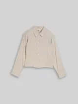 TOM TAILOR DENIM Damen Boxy Fit Hemdbluse mit Schleifen-Detail, beige, Gestreift – Bild 3