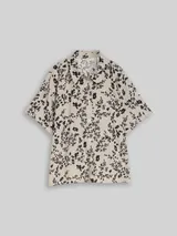 TOM TAILOR DENIM Damen Boxy Fit Bluse mit Leinenanteil, beige, Geblümt – Bild 3